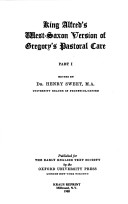 Book cover for King Alfred's West-Saxon Version of Gregory's Pastoral Care