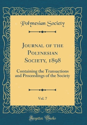 Book cover for Journal of the Polynesian Society, 1898, Vol. 7