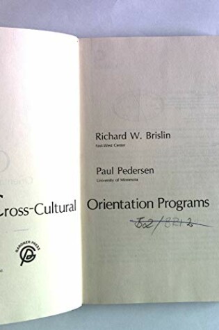 Cover of Cross-cultural Orientation Programs