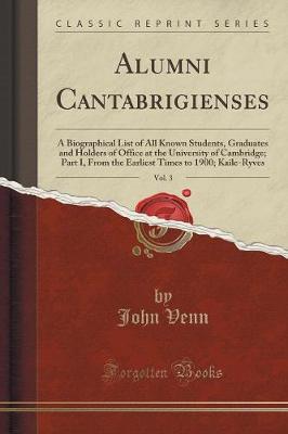 Book cover for Alumni Cantabrigienses, Vol. 3