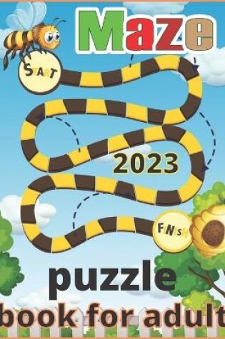 Cover of 2023 maze puzzle book for adult