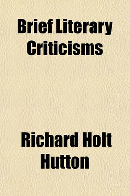 Book cover for Brief Literary Criticisms