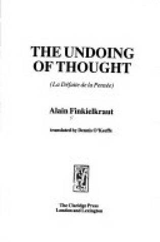 Cover of The Undoing of Thought