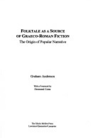 Cover of Folktale as a Source of Graeco-Roman Fiction