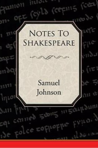 Cover of Notes to Shakespeare (eBook)