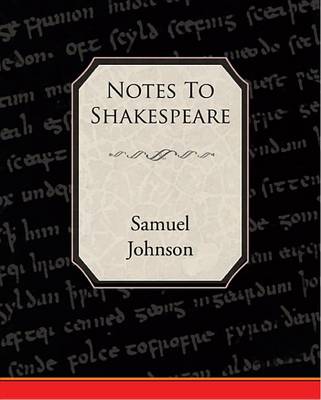 Book cover for Notes to Shakespeare (eBook)