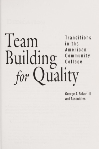 Cover of Team Building for Quality