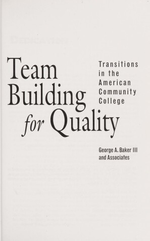 Book cover for Team Building for Quality