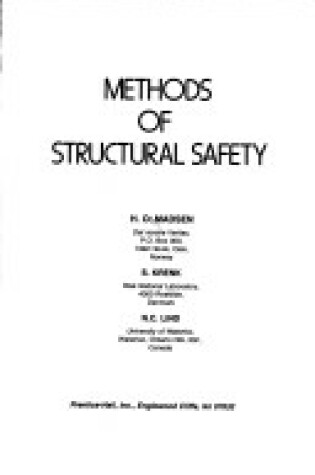 Cover of Methods of Structural Safety