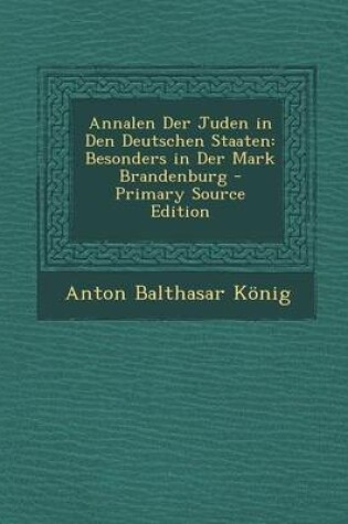 Cover of Annalen Der Juden in Den Deutschen Staaten