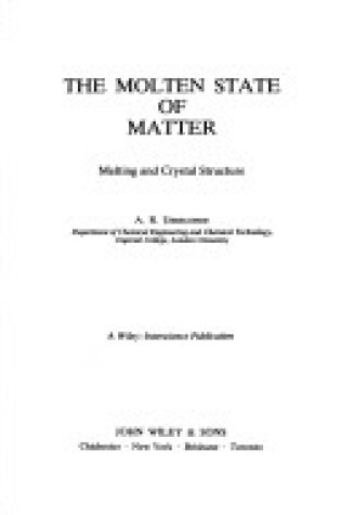 Cover of Molten State of Matter