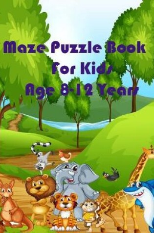 Cover of maze puzzle book for kids age 8-12 years
