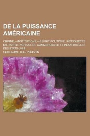 Cover of de La Puissance Americaine; Origne, ---Institutions, ---Esprit Politique, Ressources Militaires, Agricoles, Commerciales Et Industrielles Des Etats-Un