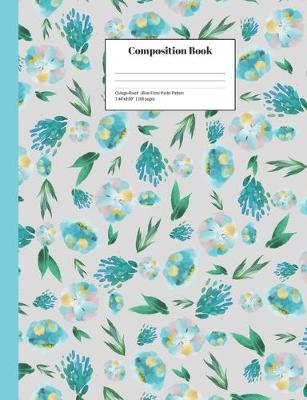 Book cover for Composition Book College-Ruled Blue Floral Pastel Pattern