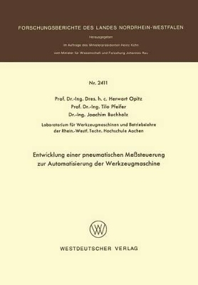 Book cover for Entwicklung Einer Pneumatischen Messsteuerung Zur Automatisierung Der Werkzeugmaschine