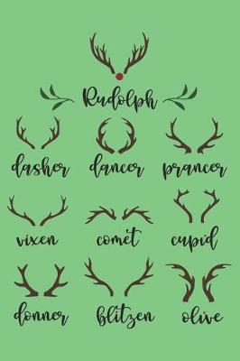 Book cover for Rudolph Dasher Dancer Prancer Vixen Comet Cupid Donner Blitzen Olive