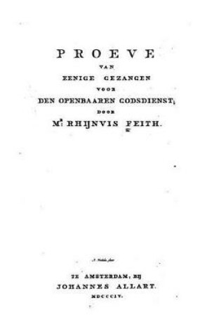 Cover of Proeve Van Eenige Gezangen Voor Den Openbaaren Godsdienst