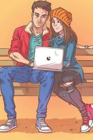 Cover of Young Couple Listening to Music Blank Lined Notebook