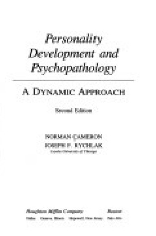 Cover of Personality Development and Psychopathology