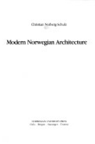 Cover of Modern Norwegian Architecture