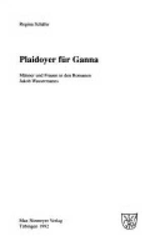 Cover of Plaidoyer F r Ganna