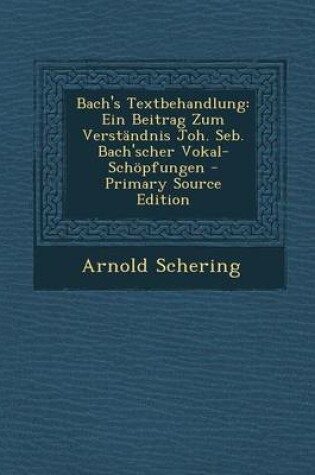 Cover of Bach's Textbehandlung