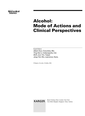 Cover of Alcohol: Mode of Actions and Clinical Perspectives