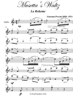 Book cover for Musetta's Waltz La Boheme Easy Violin Sheet Music