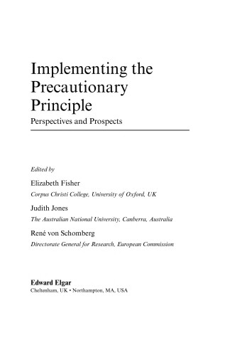 Book cover for Implementing the Precautionary Principle