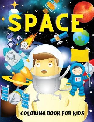 Book cover for space coloring book for kids