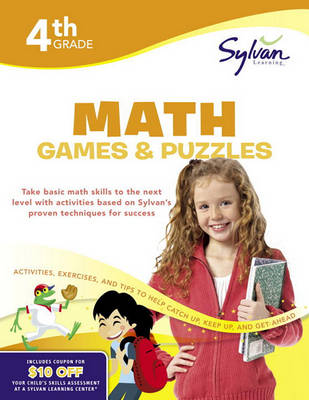 Book cover for Fourth Grade Math Games & Puzzles (Sylvan Workbooks)