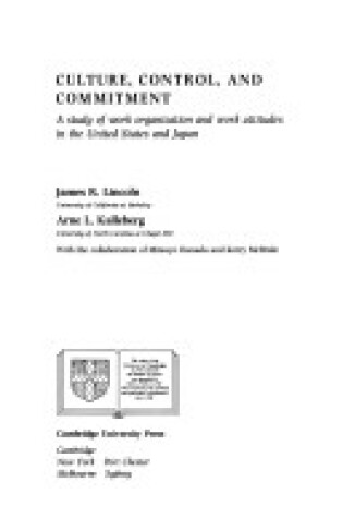 Cover of Culture, Control and Commitment