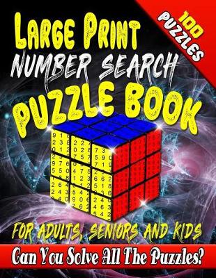 Book cover for Large Print Number Search Puzzle Book for Adults, Seniors and Kids