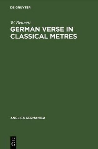 Cover of German Verse in Classical Metres