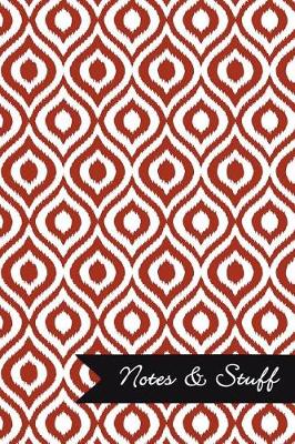 Book cover for Notes & Stuff - Brick Red Lined Notebook in Ikat Pattern