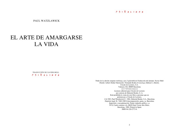 Book cover for El Arte de Amargarse La Vida