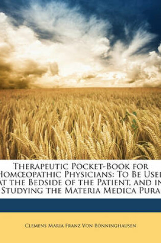 Cover of Therapeutic Pocket-Book for Hom Opathic Physicians