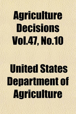 Book cover for Agriculture Decisions Vol.47, No.10