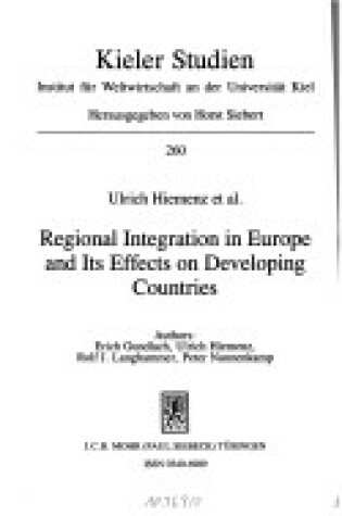 Cover of Regional Integration in Europ CB