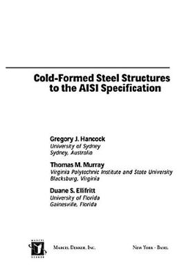 Book cover for Cold-Formed Steel Structures to the AISI Specification