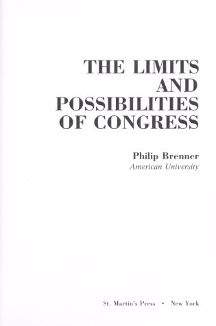 Cover of The Limits and Possibilities of Congress