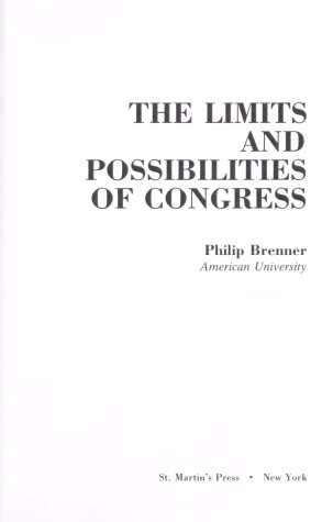 Book cover for The Limits and Possibilities of Congress