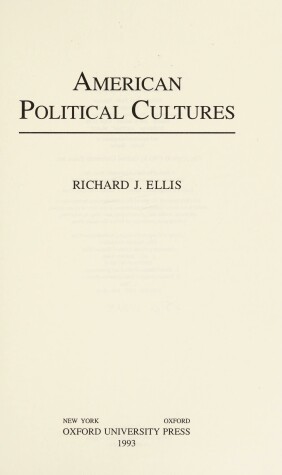 Book cover for American Political Cultures