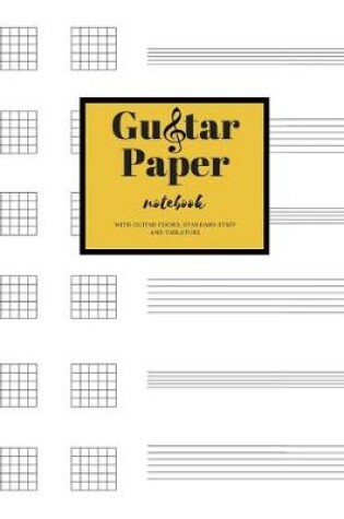 Cover of Guitar Paper Notebook with Guitar Chord, Standard Staff and Tablature