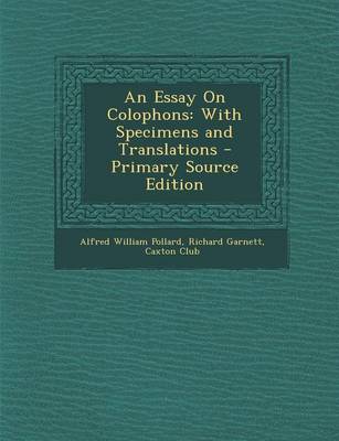 Book cover for An Essay on Colophons