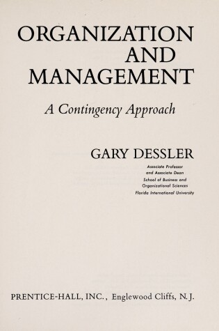 Cover of Organization and Management