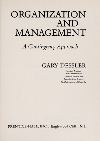 Book cover for Organization and Management