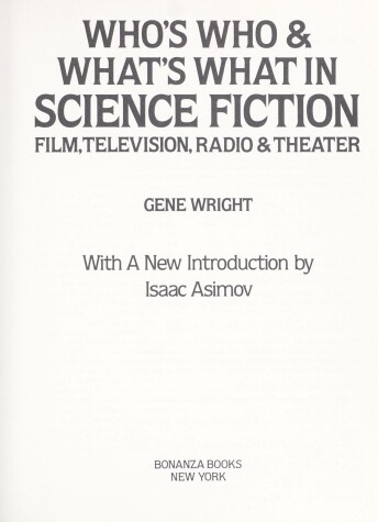 Book cover for Whos Who Whats What in Science Fiction F