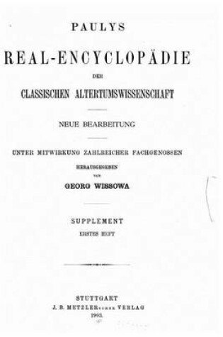 Cover of Paulys Real-Encyclop{uml}adie Der Classischen Altertumswissenschaft