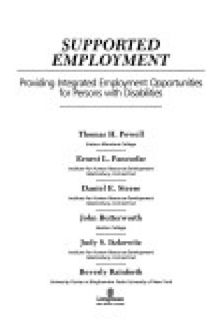 Cover of Supported Employment